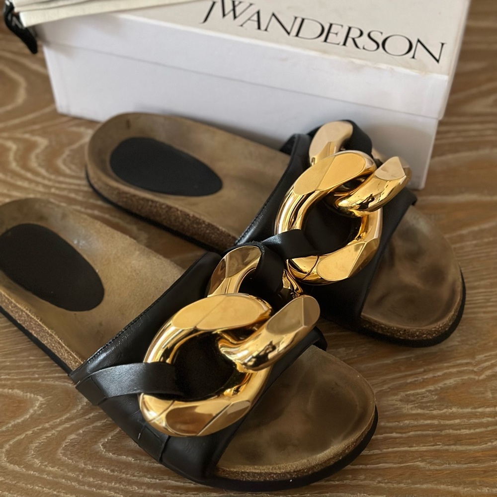 JW ANDERSON Black Chain Slides 42/12 WOMEN
